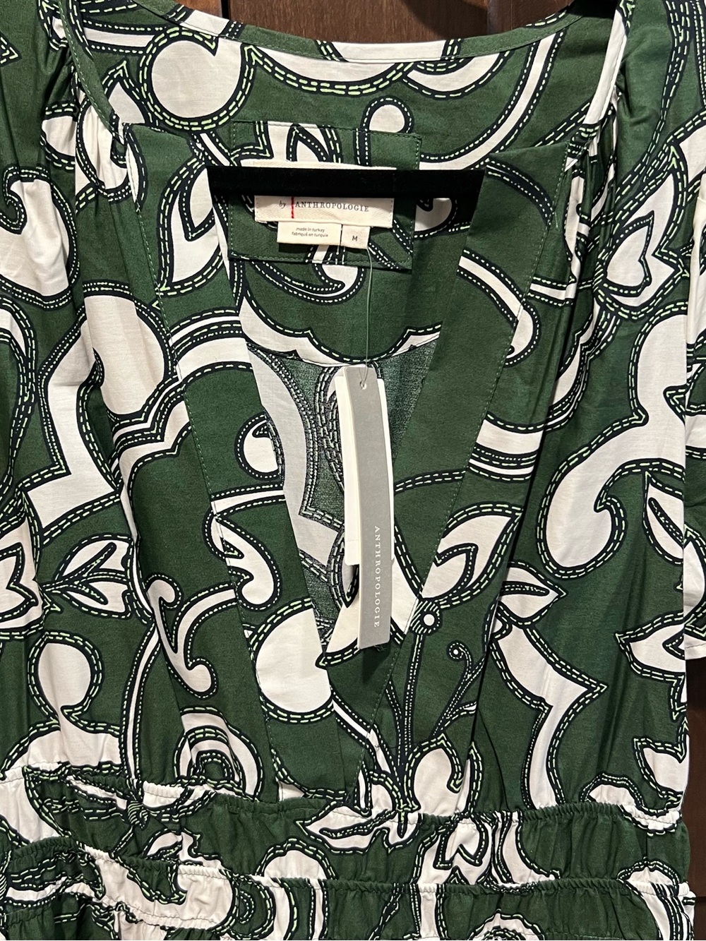 Anthropologie Somerset Green and White Printed Tiered Maxi Dress NWT - Picture 7 of 7